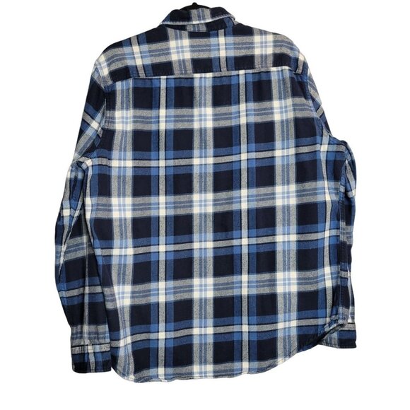 American Eagle Men's Button Front Plaid Flannel Shirt Blue White sz XL - Picture 2 of 7